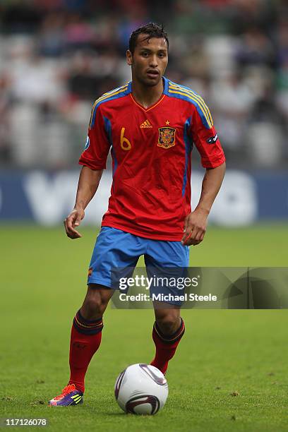 Jeffren Suarez of Spain during the UEFA European Under-21 Championship semi-final match between Belarus and Spain at the Viborg Stadium on June 22,...