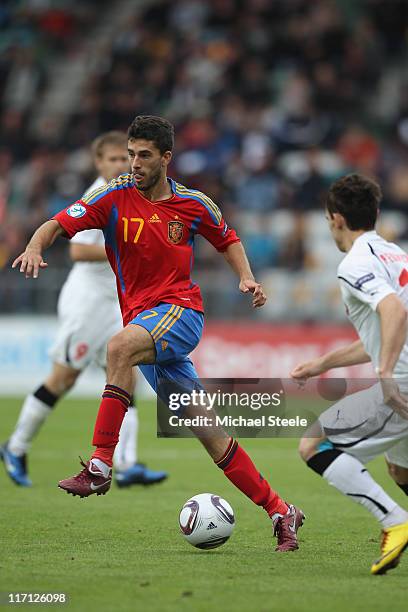 Didac Vila of Spain during the UEFA European Under-21 Championship semi-final match between Belarus and Spain at the Viborg Stadium on June 22, 2011...