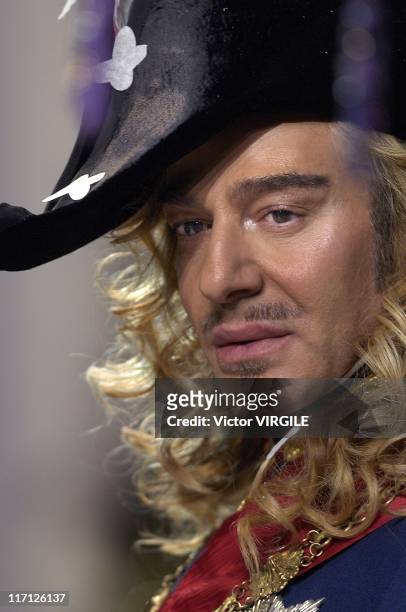 British fashion designer John Galliano at the finale of the Dior Haute Couture Spring Summer 2007 show as part of the Paris Haute Couture Week on...