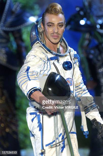 British fashion designer John Galliano at the finale of the Dior Haute Couture Fall Winter 2006-07 show as part of the Paris Haute Couture Week on...
