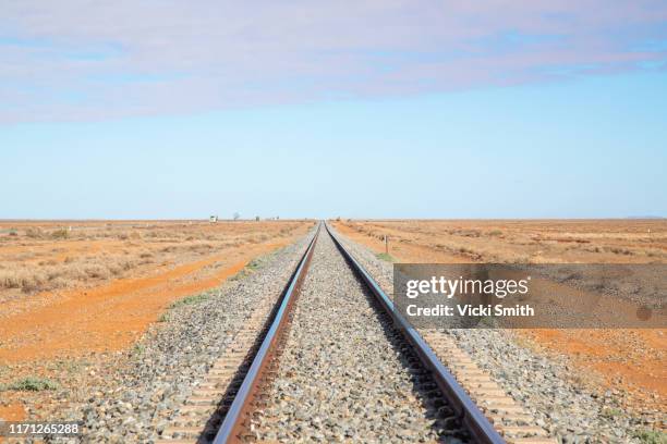 railway tracks in the dry, drought area of australia - rail transportation stock pictures, royalty-free photos & images