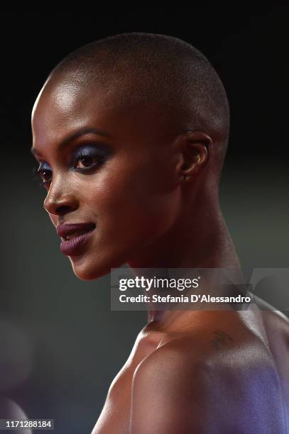 Madisin Rian walks the red carpet ahead of the "Seberg" screening during during the 76th Venice Film Festival at Sala Grande on August 30, 2019 in...