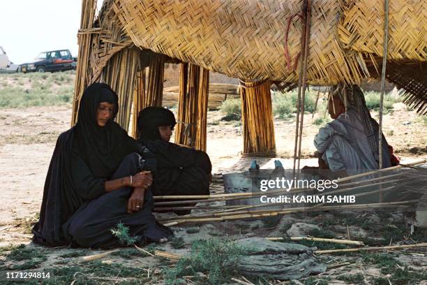 Photo d'illustration représentant une famille de pêcheurs chiites irakiens dans la région marécageuse du Sud de l'Irak Al-Ahwar , dont l'histoire...