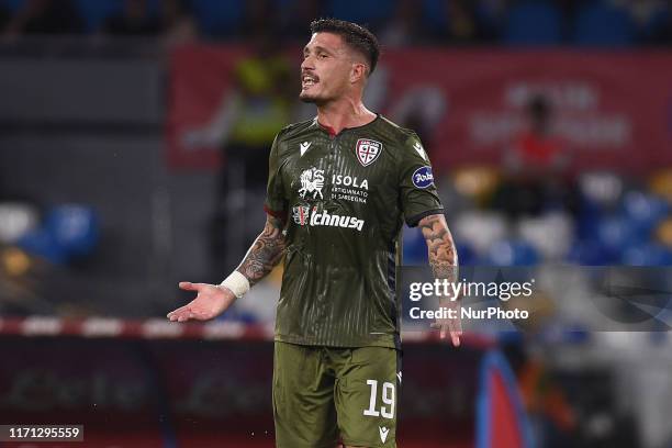 Fabio Pisacane of Cagliari Calcio during the Serie A TIM match between SSC Napoli and Cagliari Calcio at Stadio San Paolo Naples Italy on 25...