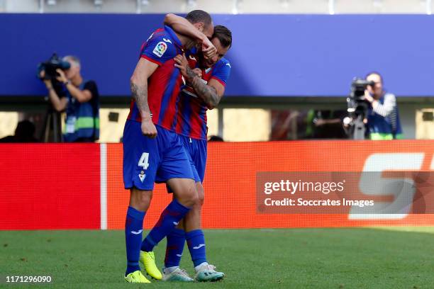 Ivan Ramis of SD Eibar celebrates goal during the La Liga Santander match between Espanyol v Eibar at the RCDE Stadium on September 15, 2019 in...