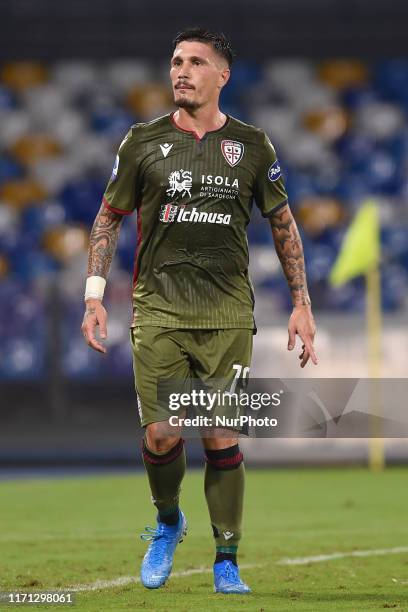 Fabio Pisacane of Cagliari Calcio during the Serie A TIM match between SSC Napoli and Cagliari Calcio at Stadio San Paolo Naples Italy on 25...