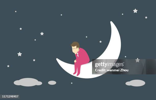 ilustraciones, imágenes clip art, dibujos animados e iconos de stock de contemplación - lunas planetarias