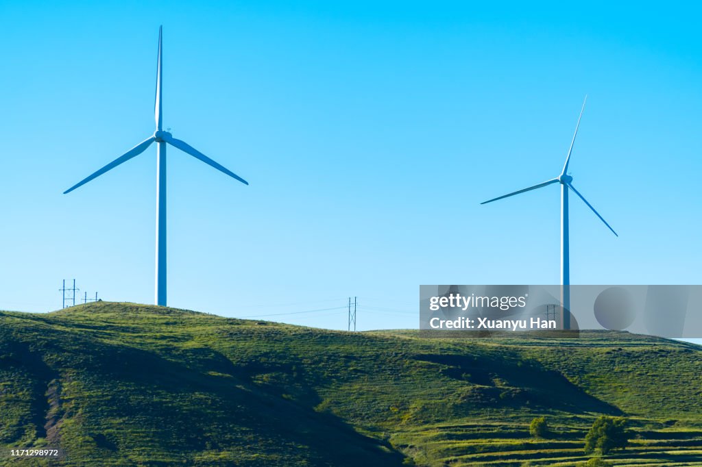 Wind turbines on the hillside