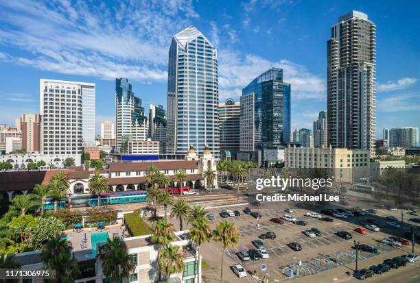 high angle view of downtown san diego - san diego train station stock pictures, royalty-free photos & images
