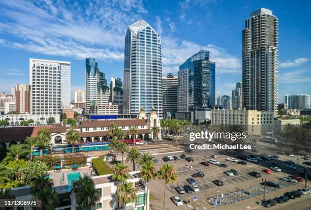 high angle view of downtown san diego - downtown san diego stock pictures, royalty-free photos & images