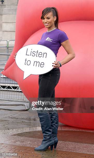 Javine Hylton at the launch of The Children's Society campaign to give disabled children a voice, December 12 in Trafalgar Square, London.