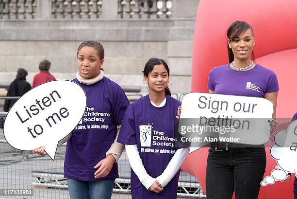 Left-right Katy Jones, Shelena Akhtar and Javine Hylton at the launch of The Children's Society campaign to give disabled children a voice, December...