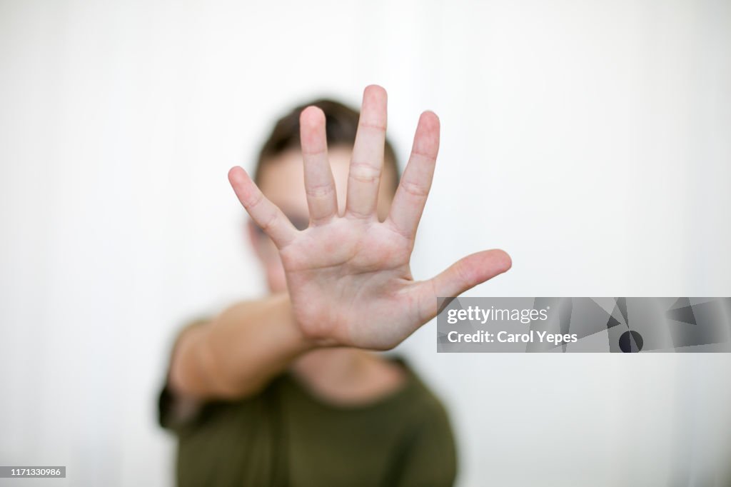 Open palm.Stop gesture