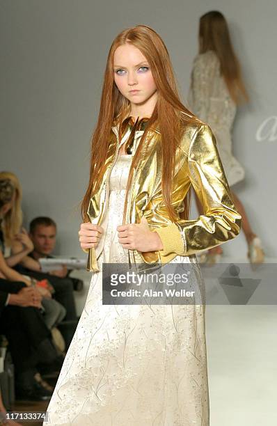 Lily Cole during London Fashion Week - Spring/Summer 2007 - Allegra Hicks - Runway and Backstage at On/Off Royal Horticultural Hall in London, Great...