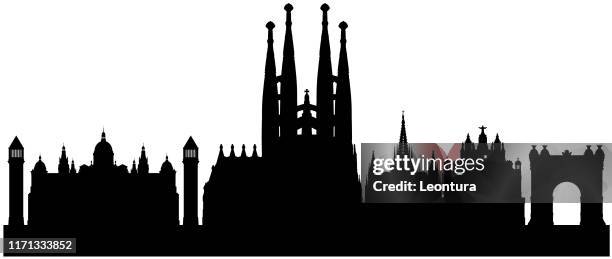 ilustraciones, imágenes clip art, dibujos animados e iconos de stock de barcelona skyline (todos los edificios son completos y se pueden mover) - barcelona