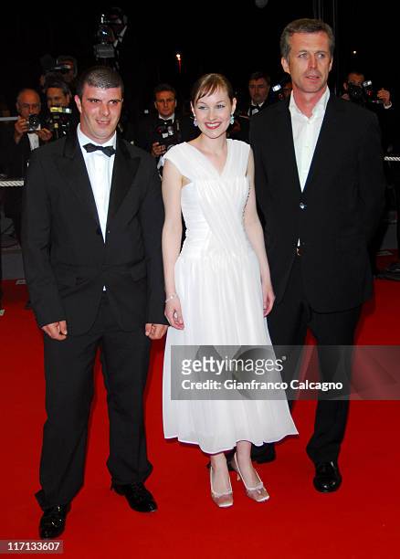Samuel Boidin, Adelaide Leroux and Bruno Dumont during 2006 Cannes Film Festival - Flandres Premiere at Palais des Festival in Cannes, France.