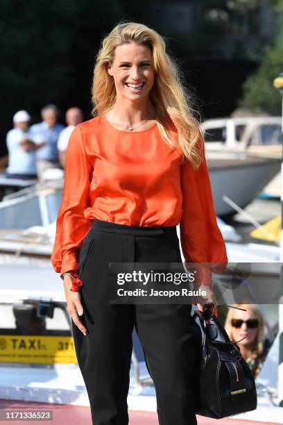 Michelle Hunziker arrives at the 76th Venice Film Festival on August 31, 2019 in Venice, Italy.