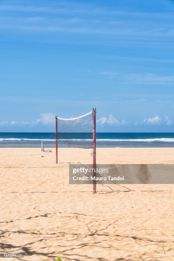 Volleyball net on Nusa Dua beach, Bali Island