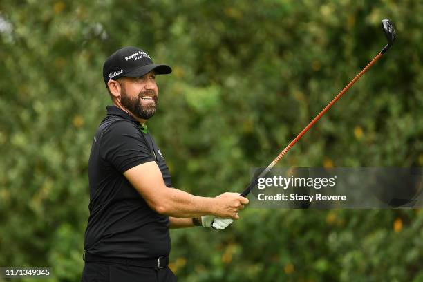 Erik Compton hits his tee shot on the second hole during the second round of the Korn Ferry Tour Championship presented by United Leasing & Finance...