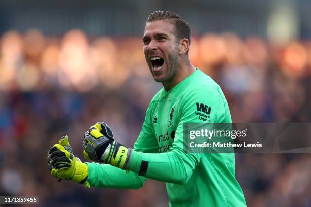 Adrian of Liverpool celebrates his teams third goal during the Premier League match between Burnley FC and Liverpool FC at Turf Moor on August 31,...