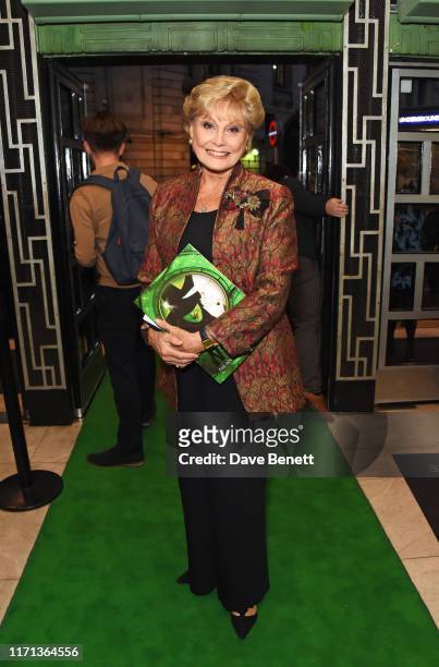 Angela Rippon attends as hit musical "Wicked" celebrates 13 years at London's Apollo Victoria Theatre on September 26, 2019 in London, England.
