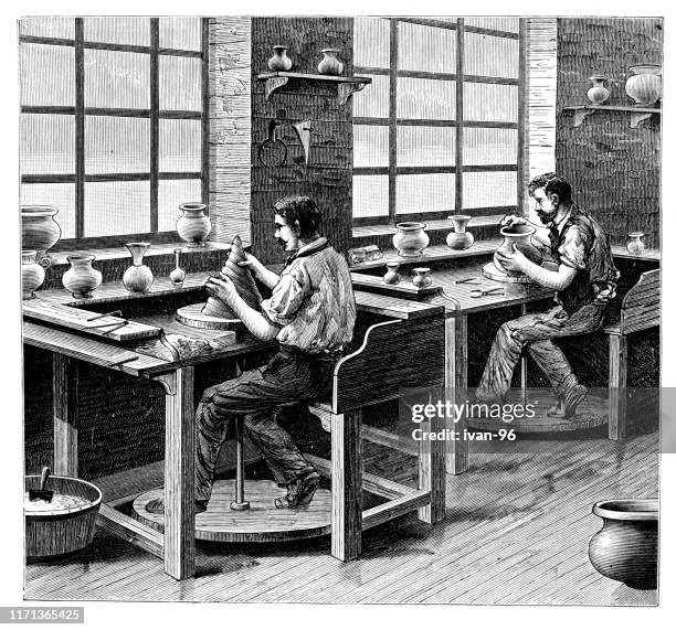 сlay workshop - potter stock illustrations