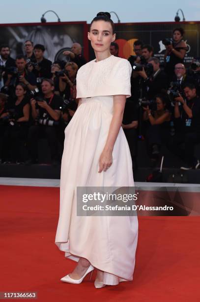 Rooney Mara walks the red carpet ahead of the "Joker" screening during the 76th Venice Film Festival at Sala Grande on August 31, 2019 in Venice,...