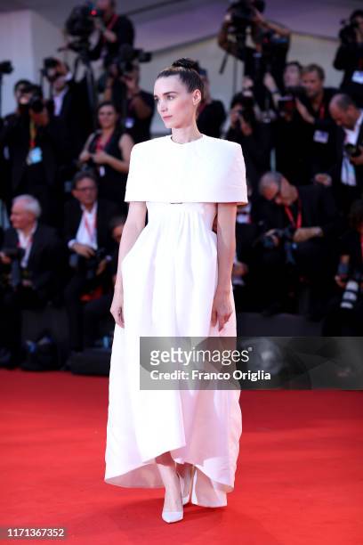 Rooney Mara walks the red carpet ahead of the "Joker" screening during the 76th Venice Film Festival at Sala Grande on August 31, 2019 in Venice,...