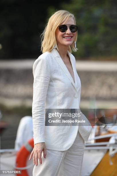 Cate Blanchett is seen arriving at the 76th Venice Film Festival on August 31, 2019 in Venice, Italy.