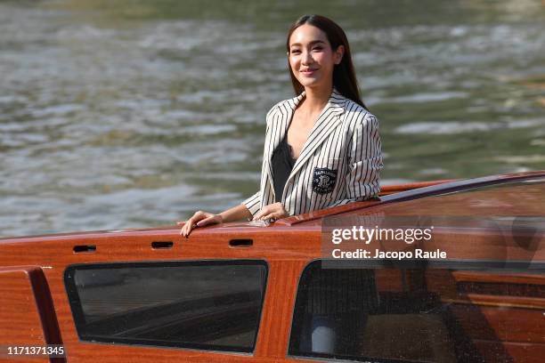 Min Pechaya is seen arriving at the 76th Venice Film Festival on August 31, 2019 in Venice, Italy.