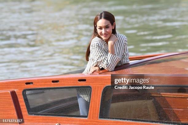 Min Pechaya is seen arriving at the 76th Venice Film Festival on August 31, 2019 in Venice, Italy.