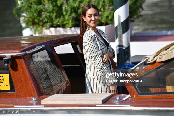 Min Pechaya is seen arriving at the 76th Venice Film Festival on August 31, 2019 in Venice, Italy.