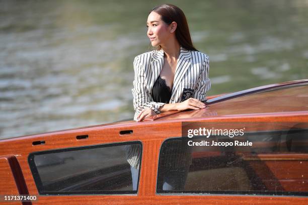 Min Pechaya is seen arriving at the 76th Venice Film Festival on August 31, 2019 in Venice, Italy.