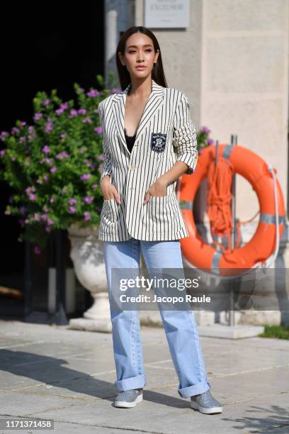 Min Pechaya is seen arriving at the 76th Venice Film Festival on August 31, 2019 in Venice, Italy.