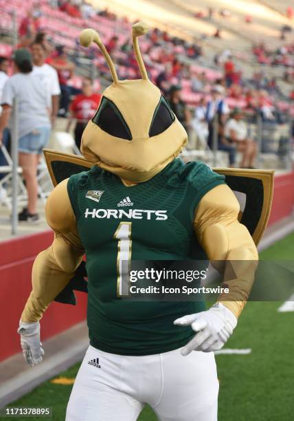 Sacramento State mascot, Herky the Hornet, on the sidelines during a college football game between the Sacramento State Hornets and the Fresno State...