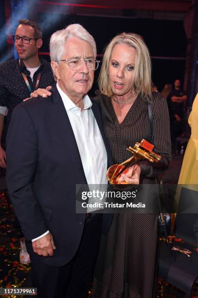 Frank Elstner and his wife Britta Gessler attend the YouTube Goldene Kamera Digital Awards at Kraftwerk on September 26, 2019 in Berlin, Germany.