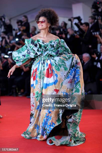 Zazie Beetz walks the red carpet ahead of the "Joker" screening during the 76th Venice Film Festival at Sala Grande on August 31, 2019 in Venice,...