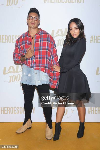 Jawy Mendez and Manelyk Gonzalez attend the LaLa 100 recognize the new heroes golden carpet & show at Foro Hipodromo on September 26, 2019 in Mexico...