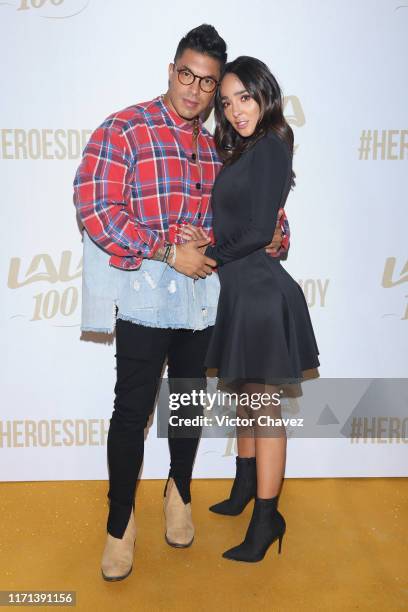 Jawy Mendez and Manelyk Gonzalez attend the LaLa 100 recognize the new heroes golden carpet & show at Foro Hipodromo on September 26, 2019 in Mexico...