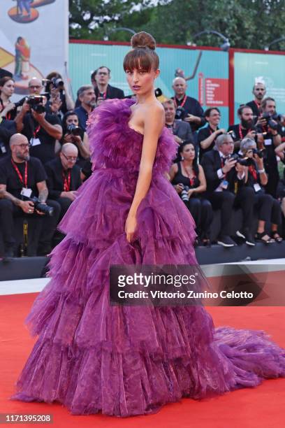 Nicole Macchi walks the red carpet ahead of the "Joker" screening during the 76th Venice Film Festival at Sala Grande on August 31, 2019 in Venice,...