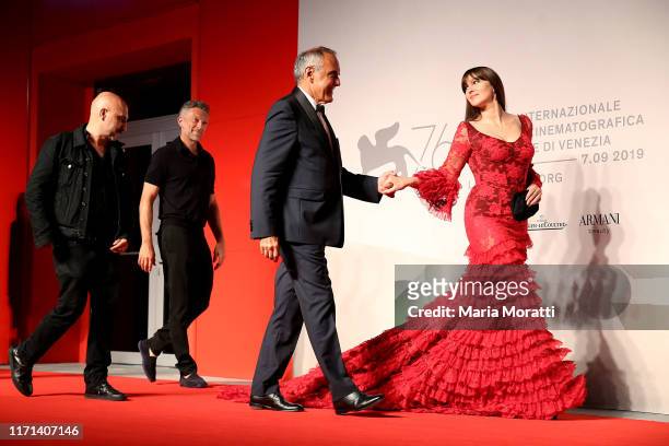 Monica Bellucci, Vincent Cassel and Gaspar Noe attend the "Irreversible" Red Carpet during the 76th Venice Film Festival at Sala Grande on August 31,...