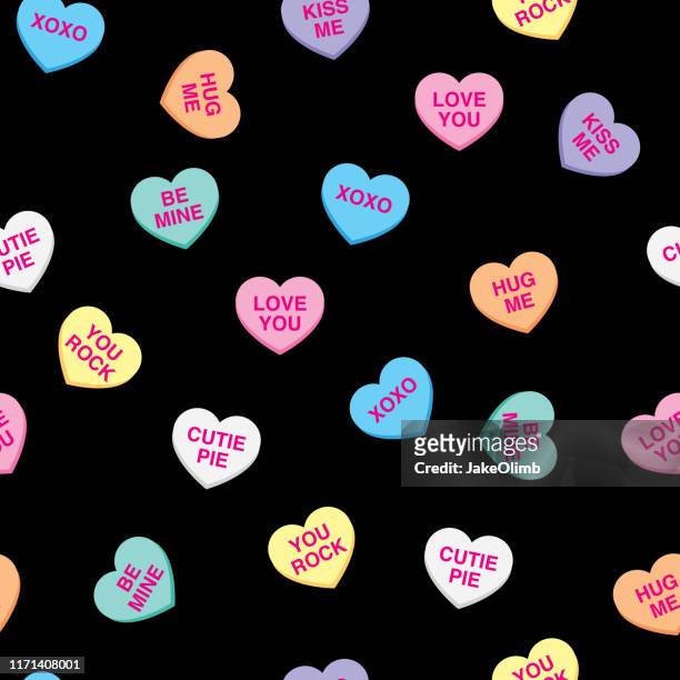 stockillustraties, clipart, cartoons en iconen met candy harten patroon - candy hearts