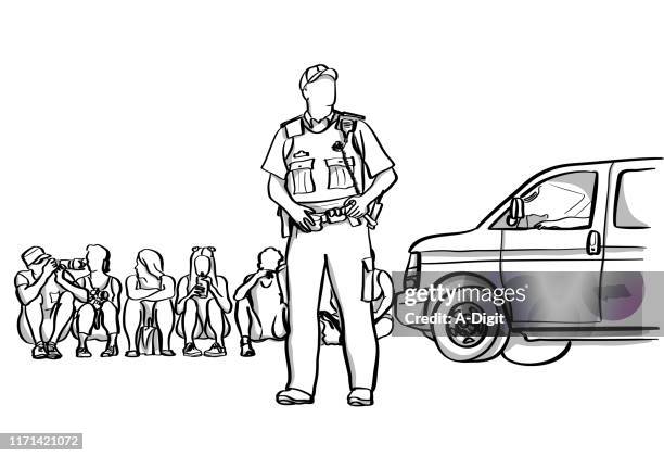 event security policeman - police sitting stock-grafiken, -clipart, -cartoons und -symbole