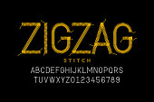 Zigzag stitch style font design
