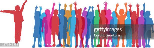 children (each child is complete and moveable) - boy jumping white background stock illustrations