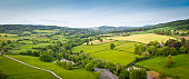 Idyllic rural, aerial view, Cotswolds UK