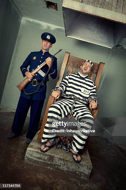 vintage execution with electric chair - death row execution stock pictures, royalty-free photos & images