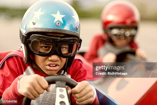 kid racer - soapbox cart stock pictures, royalty-free photos & images