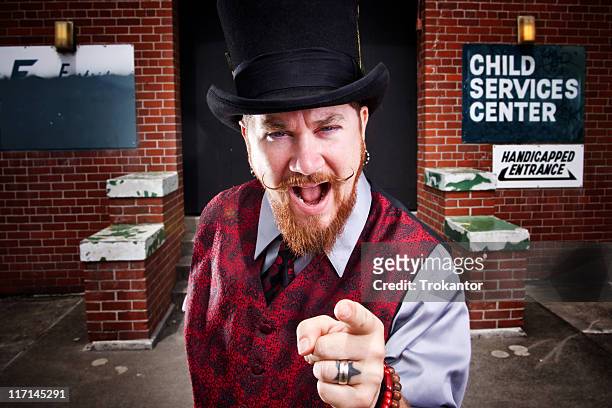 crazy moustache guy pointing his finger - ringmaster stock pictures, royalty-free photos & images
