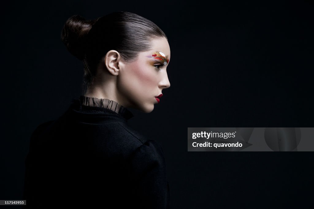 Beauty Shot, Updo and Makeup on Young Woman, Copy Space